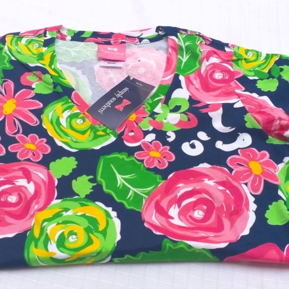 Simply Southern Tops - 3 For $23 Simply Southern Navy Floral V-Neck Med T-Shirt